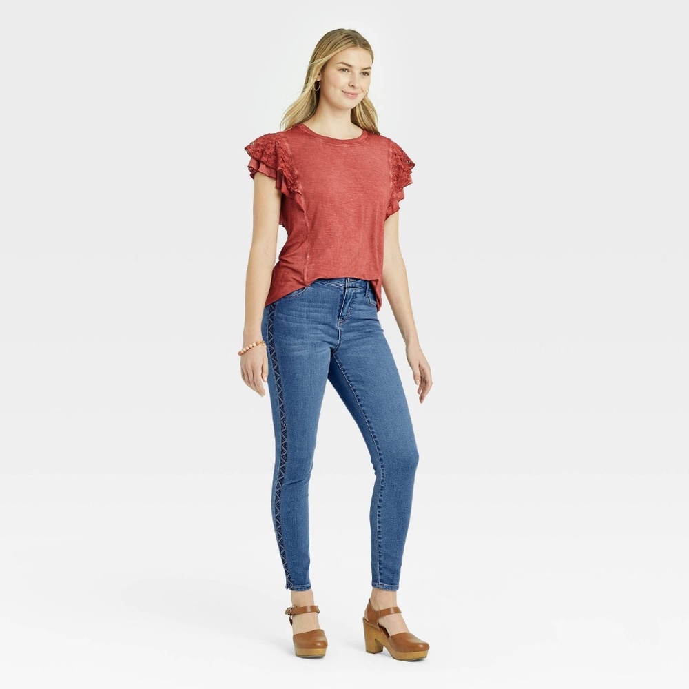 Knox Rose Blue Skinny Jeans with Side Stitch Detail